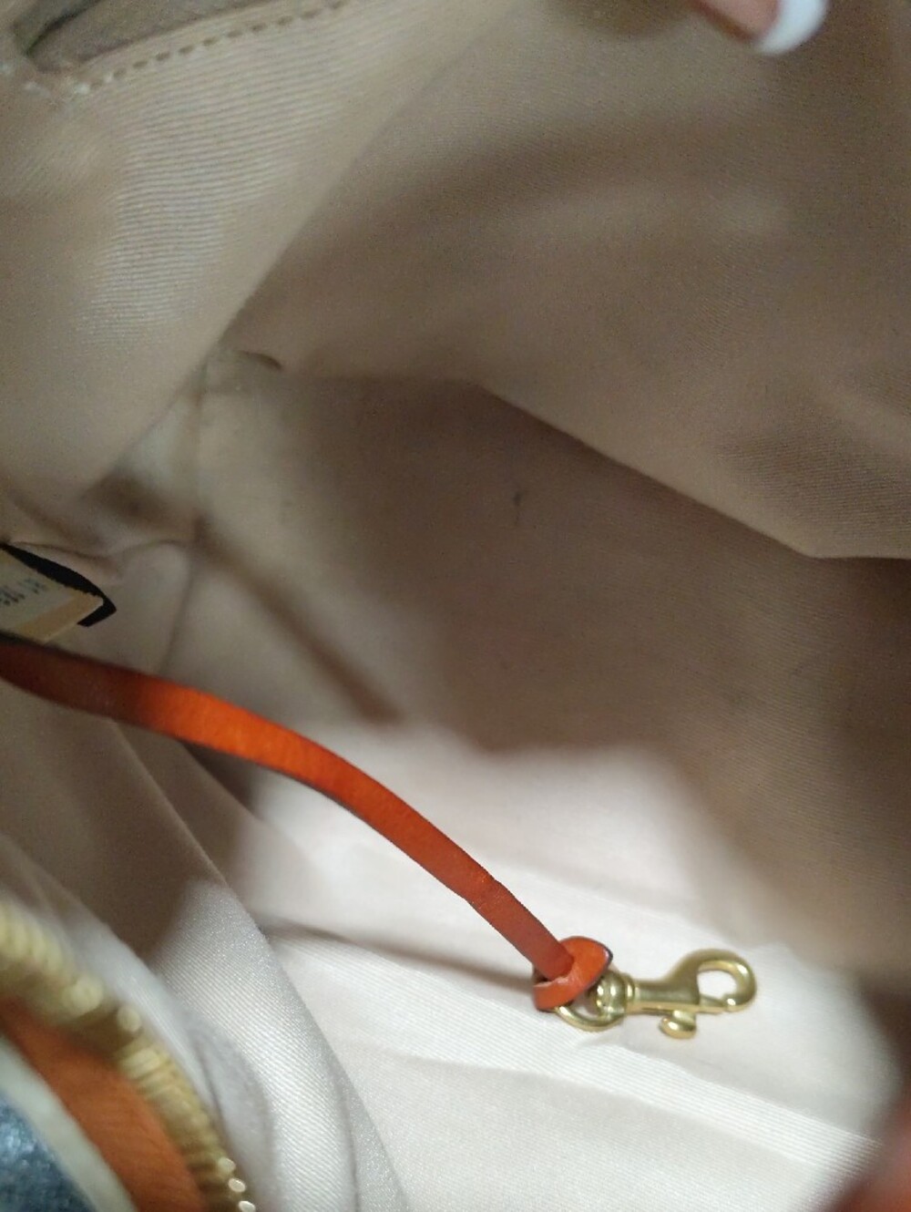 Dooney & Bourke Cream Pebbled Leather Shoulder Bag with Brown Trim - Picture 12 of 16